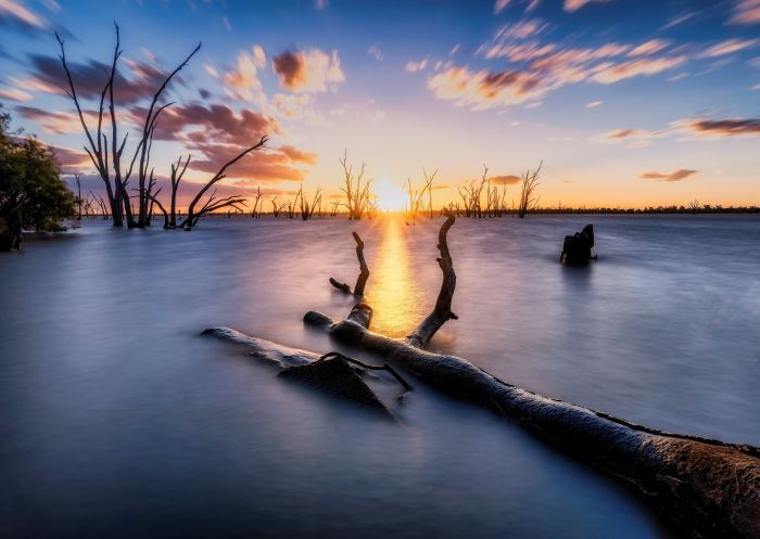 Scenic sunset over Lake Mulwala, Mulwala in the Murray region